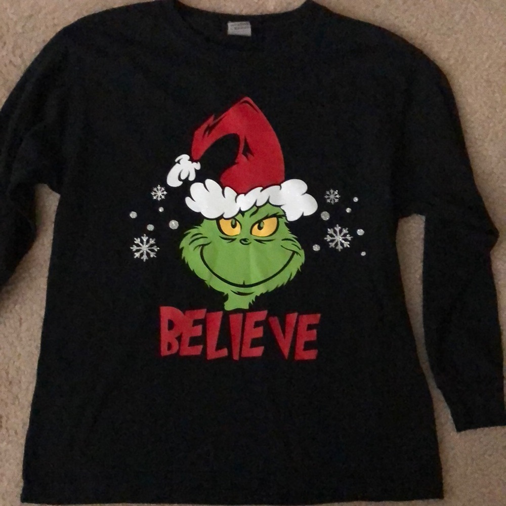 CUSTOM MADE girls size youth medium Grinch long sleeve tshirt